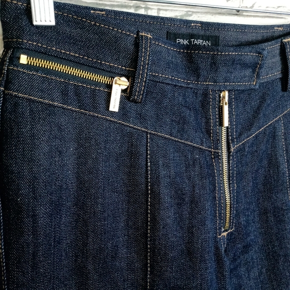 NWOT PINK TARTAN Womens Dark Flare Jeans Size 4 - Picture 6 of 10